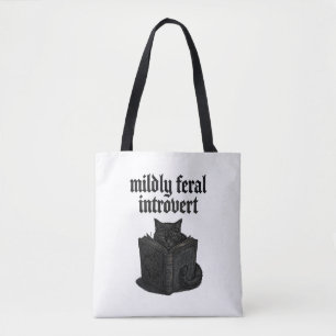 Gothische Zwarte Kat Introvert Leest Boek Wilde Es Tote Bag