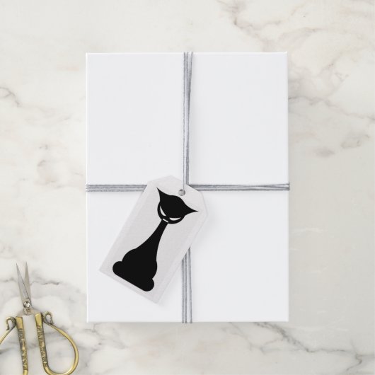 Gothische zwarte kat silhouet cadeaubijlage cadeaulabel (Met Touw)