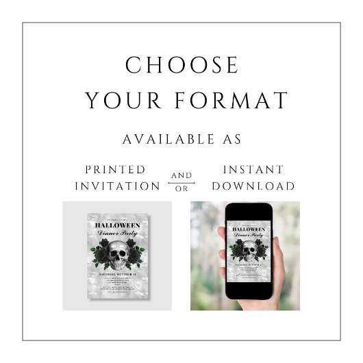 Gothische zwarte Rozen & Skull Halloween Dinner Pa Kaart