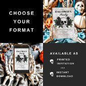 Gothische zwarte Rozen & Skull Halloween Party Kaart