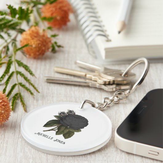  gothische zwarte Rozen Sleutelhanger (Voorkant Rechts)