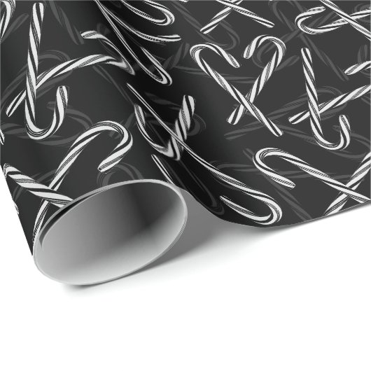 Gothmas Black and White Candy Cane Pattern Cadeaupapier (Rol Hoek)