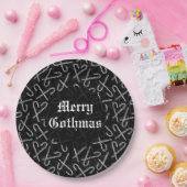 Gothmas Black and White Candy Cane Pattern Papieren Bordje (Feest)