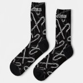 Gothmas Black and White Candy Cane Pattern Sokken (Links)