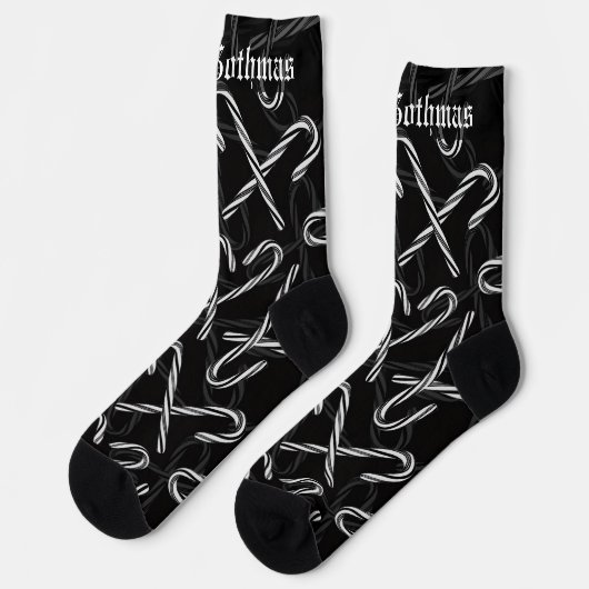 Gothmas Black and White Candy Cane Pattern Sokken (Links)