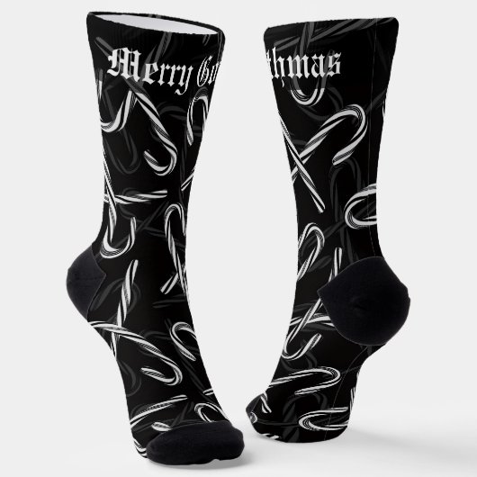 Gothmas Black and White Candy Cane Pattern Sokken (Gebogen)