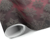 Gothmas Black Floral Pattern on Deep Crimson Red  Cadeaupapier (Rol Hoek)