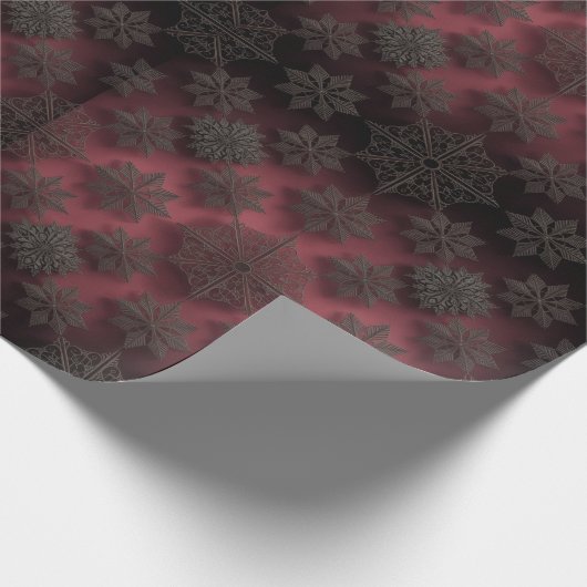 Gothmas Black Floral Pattern on Deep Crimson Red  Cadeaupapier (Hoek)