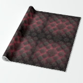 Gothmas Black Floral Pattern on Deep Crimson Red  Cadeaupapier (Uitgerold)