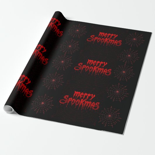Gothmas Bold Red Script on Black Goth Christmas Cadeaupapier (Uitgerold)