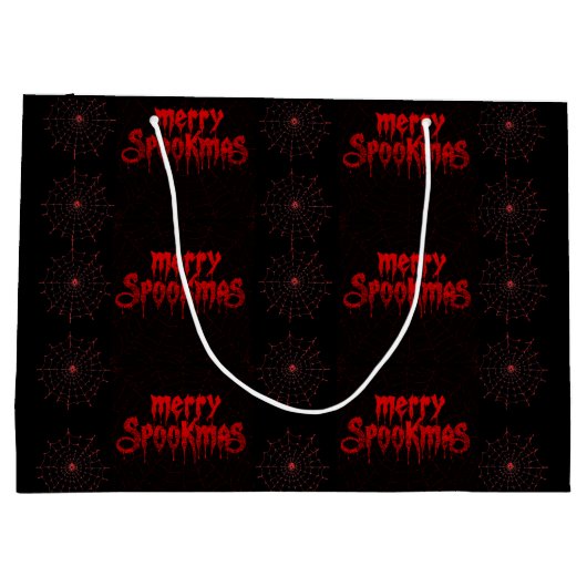 Gothmas Bold Red Script on Black Goth Christmas Groot Cadeauzakje (Achterkant)