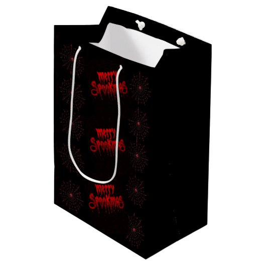 Gothmas Bold Red Script on Black Goth Christmas Medium Cadeauzakje (Voorkant Gekanteld)