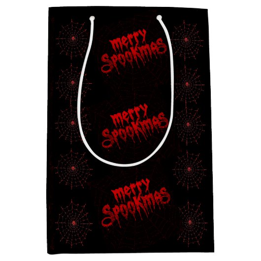 Gothmas Bold Red Script on Black Goth Christmas Medium Cadeauzakje (Voorkant)