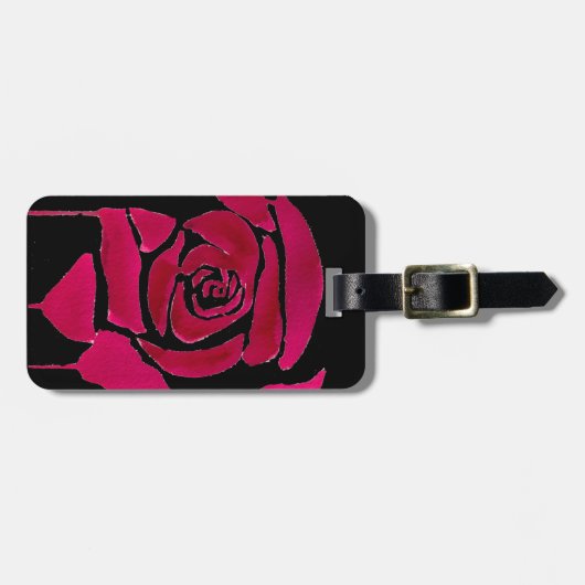 Gotisch abstract roos waterverf oorspronkelijke ku bagagelabel (Voorkant horizontaal)