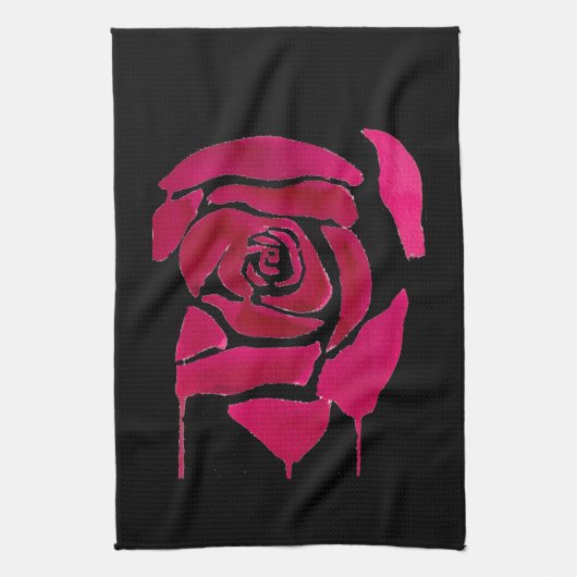 Gotisch abstract roos waterverf oorspronkelijke ku theedoek (Verticaal)