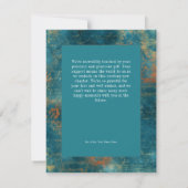 Gotisch Antiek Blauwgroen Goud Damask Fotobruiloft Bedankkaart (Achterkant)