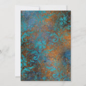 Gotisch Antiek Blauwgroen Goud Damask Wedding Kaart (Achterkant)