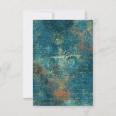 Gotisch Antiek Blauwgroen Goud Damask Wedding RSVP Kaartje (Achterkant)