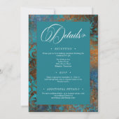 Gotisch Antiek Blauwgroen Gouden Damask Tweezijdig Kaart (Achterkant)