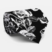 Gotisch Antiek Roos Wit op zwart Stropdas (Opgerold)
