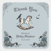 Gotisch Baby shower Rocking Horse Dank u Vierkante Sticker (Voorkant)