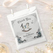 Gotisch Baby shower Rocking Horse Soft Grey Bedankzakje (Geknipt)