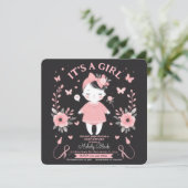 Gotisch Baby shower Uitnodiging Baby Meisje (Staand voorkant)