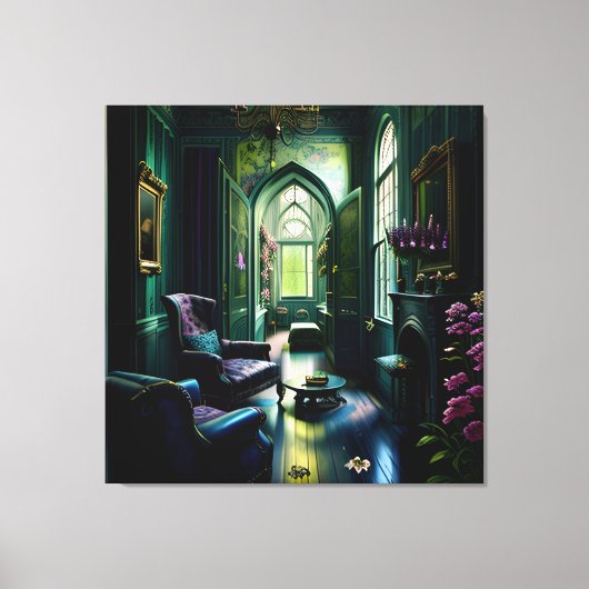 Gotisch Binnenhuis Surreal Bloem 1 Canvas Afdruk (Voorkant)