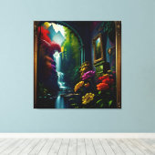 Gotisch Binnenhuis Surreal Waterval 10 Canvas Afdruk (Insitu (Houten vloer))