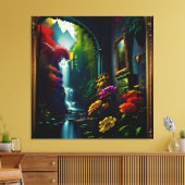 Gotisch Binnenhuis Surreal Waterval 10 Canvas Afdruk (Insitu (Woonkamer))