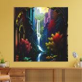 Gotisch Binnenhuis Surreal Waterval 11 Canvas Afdruk (Insitu (Woonkamer))