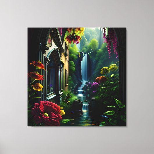 Gotisch Binnenhuis Surreal Waterval 13 Canvas Afdruk (Voorkant)