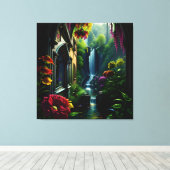 Gotisch Binnenhuis Surreal Waterval 13 Canvas Afdruk (Insitu (Houten vloer))