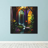 Gotisch Binnenhuis Surreal Waterval 15 Canvas Afdruk (Insitu (Houten vloer))
