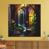 Gotisch Binnenhuis Surreal Waterval 15 Canvas Afdruk (Insitu (Woonkamer))