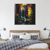 Gotisch Binnenhuis Surreal Waterval 15 Canvas Afdruk (Insitu (Slaapkamer))