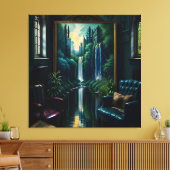 Gotisch Binnenhuis Surreal Waterval 4 Canvas Afdruk (Insitu (Woonkamer))