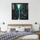 Gotisch Binnenhuis Surreal Waterval 4 Canvas Afdruk (Insitu (Slaapkamer))