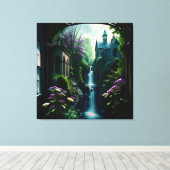 Gotisch Binnenhuis Surreal Waterval 7 Canvas Afdruk (Insitu (Houten vloer))