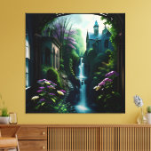 Gotisch Binnenhuis Surreal Waterval 7 Canvas Afdruk (Insitu (Woonkamer))