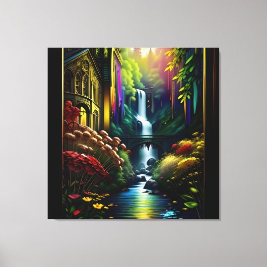 Gotisch Binnenhuis Surreal Waterval 8 Canvas Afdruk (Voorkant)