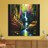 Gotisch Binnenhuis Surreal Waterval 8 Canvas Afdruk (Insitu (Woonkamer))