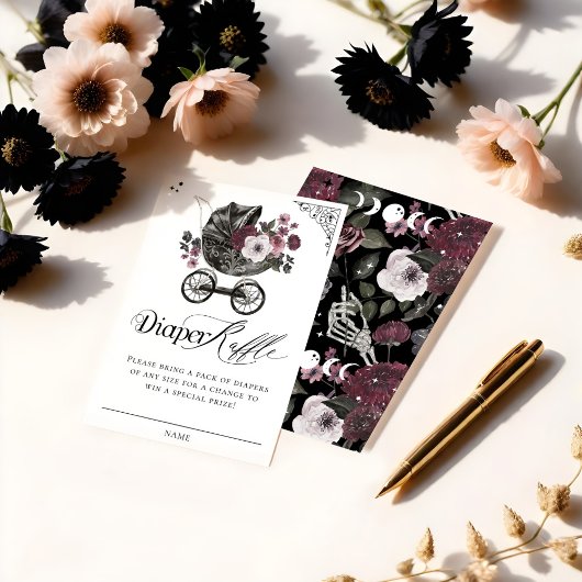  Gotisch Bloemen Baby Stroller Luierraffel Informatiekaartje