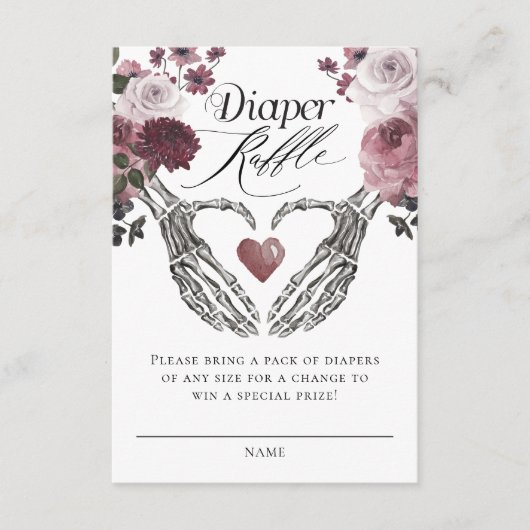 Gotisch Bloemenskelet Handen Baby Luierraffel Informatiekaartje (Voorkant)