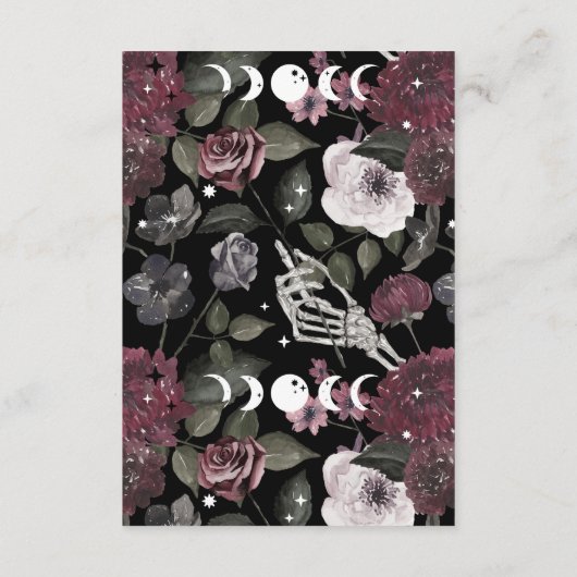 Gotisch Bloemenskelet Handen Baby Luierraffel Informatiekaartje (Achterkant)