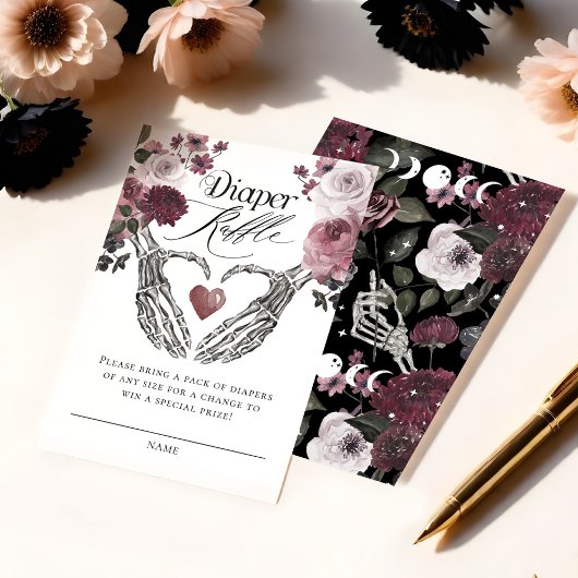 Gotisch Bloemenskelet Handen Baby Luierraffel Informatiekaartje