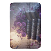 Gotisch boek paarse bloemen badmat (Voorkant Verticaal)