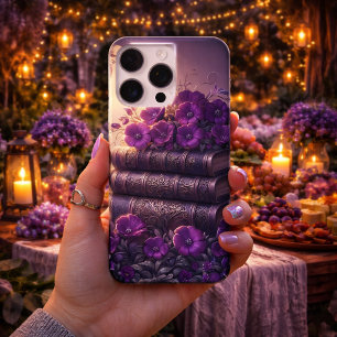 Gotisch boek paarse bloemen iPhone 16 pro max hoesje