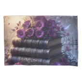Gotisch boek paarse bloemen kussensloop (Voorkant)