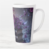Gotisch boek paarse bloemen latte mok (Rechts)